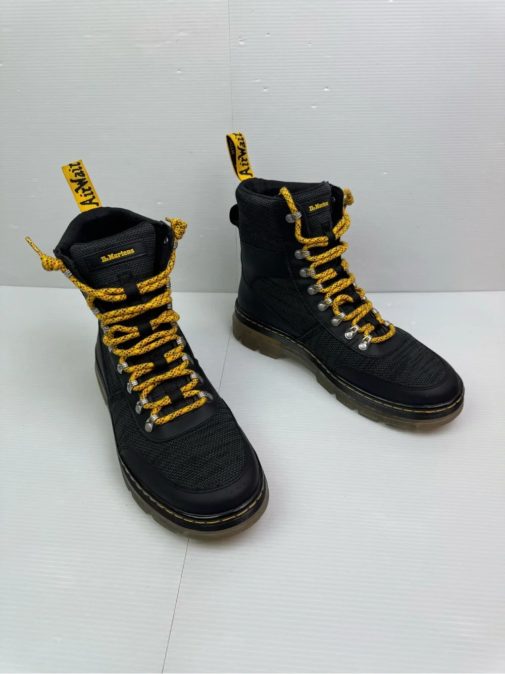 Dr Martens Combs Tech Canvas Boots Unisex US M 10 L 11 Black Combat Chunky Lace